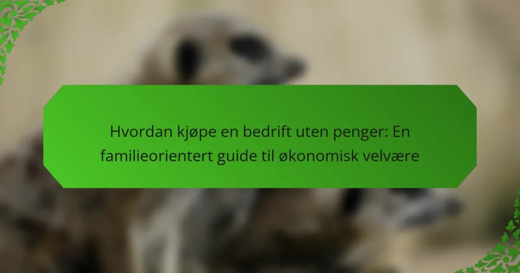 Hvordan kjøpe en bedrift uten penger: En familieorientert guide til økonomisk velvære