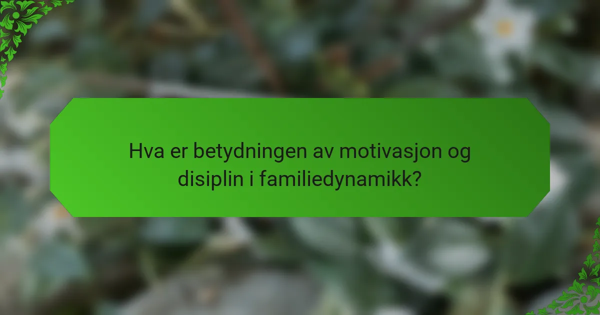 Hva er betydningen av motivasjon og disiplin i familiedynamikk?
