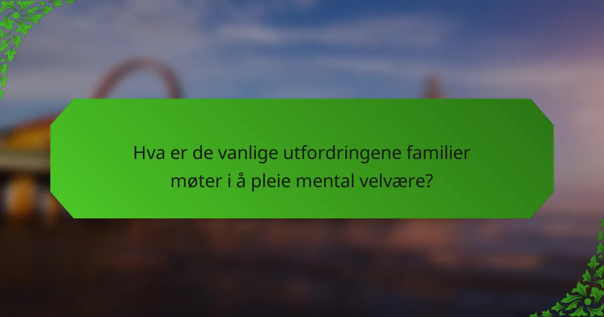 Hva er de vanlige utfordringene familier møter i å pleie mental velvære?