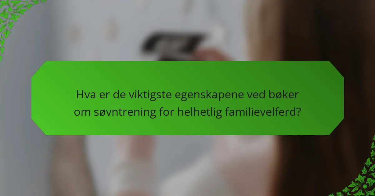 Hva er de viktigste egenskapene ved bøker om søvntrening for helhetlig familievelferd?