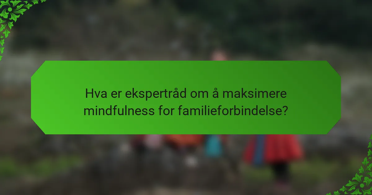 Hva er ekspertråd om å maksimere mindfulness for familieforbindelse?