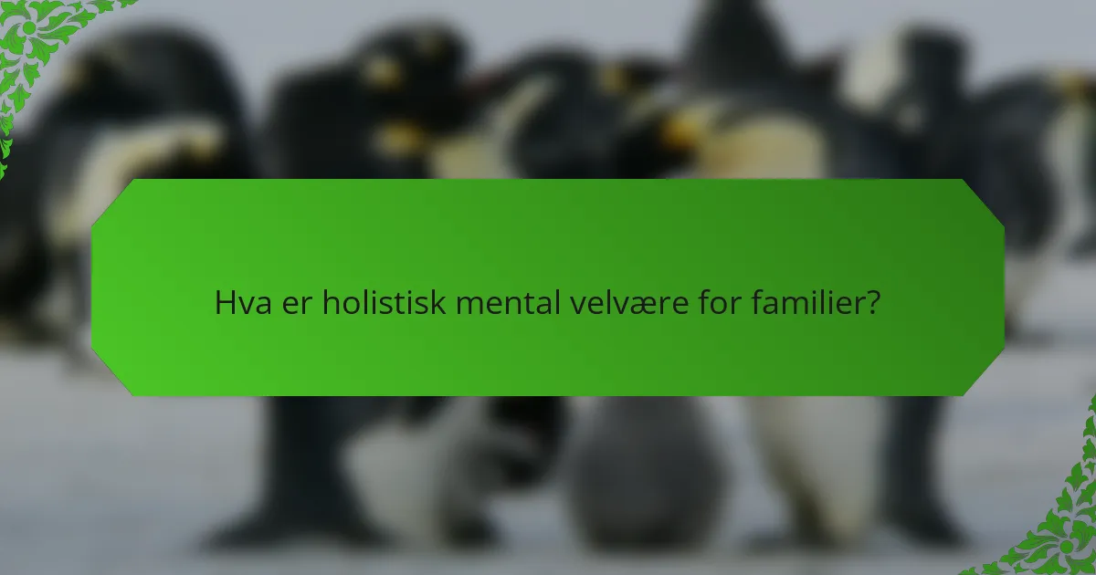 Hva er holistisk mental velvære for familier?