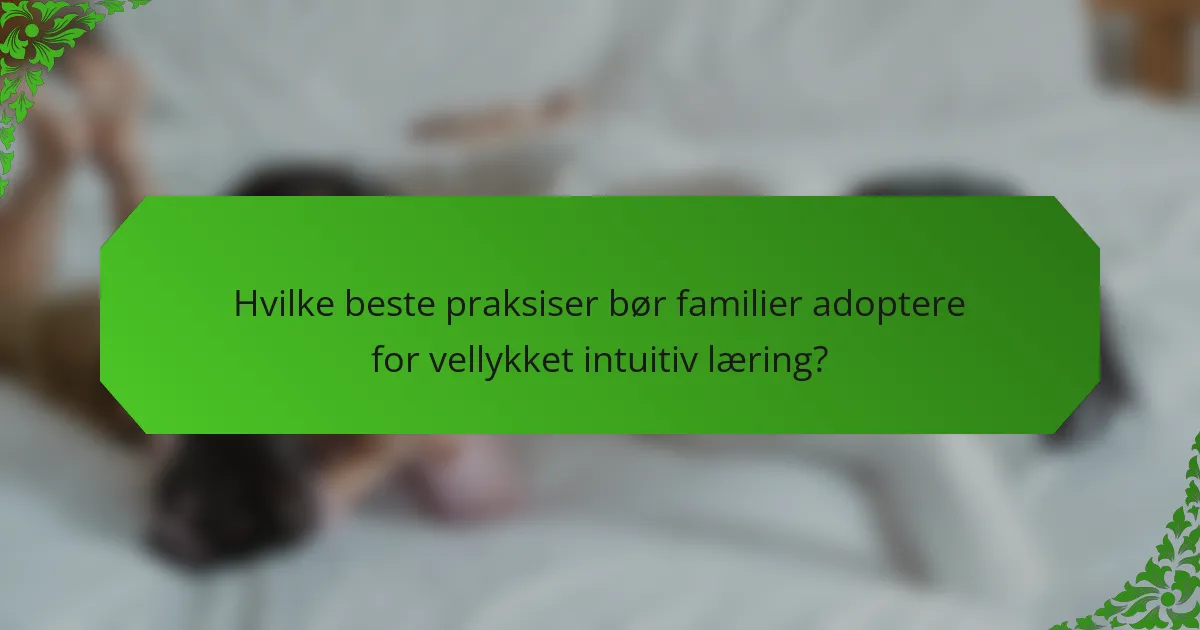 Hvilke beste praksiser bør familier adoptere for vellykket intuitiv læring?