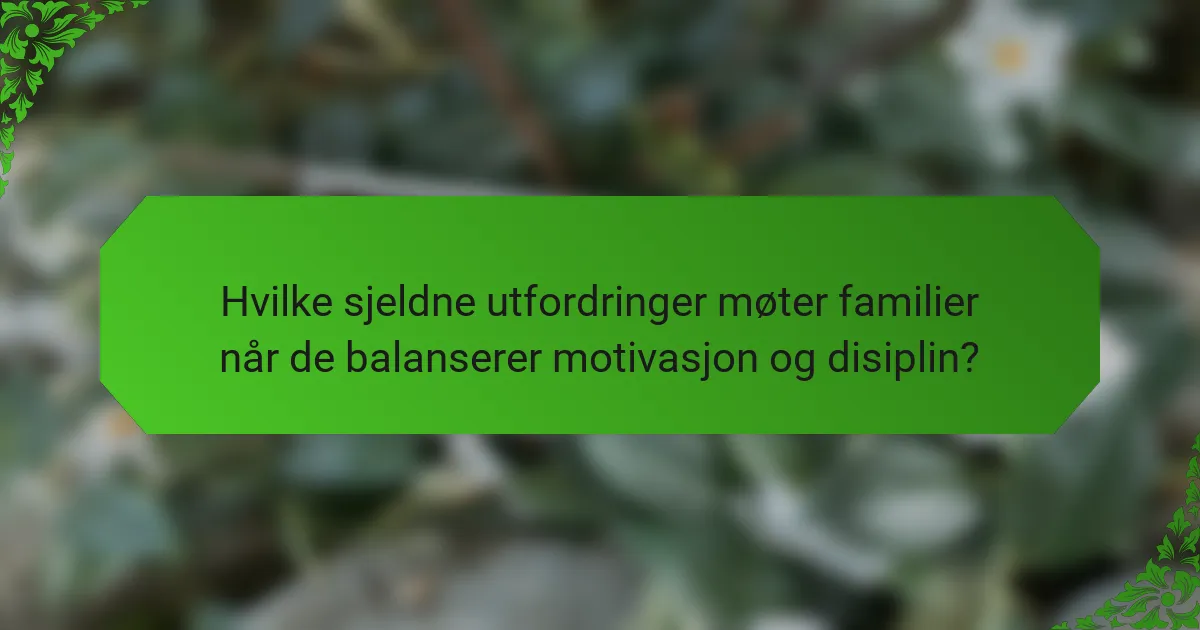 Hvilke sjeldne utfordringer møter familier når de balanserer motivasjon og disiplin?